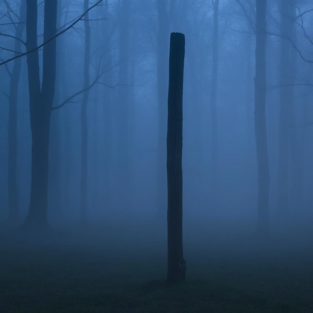 De Lebbestaok in een mistig Drents bos